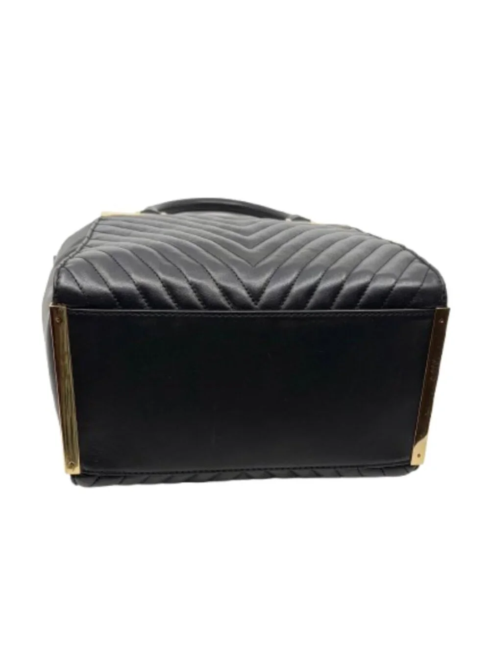 MICHAEL KORS~Lana Quilted Calf Leather Tote Handbag - Black & Gold